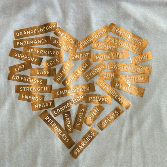 Orangetheory white tank with gold lettering and open slit in back - Picture 8 of 9
